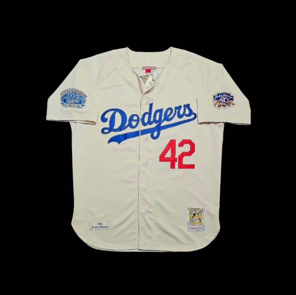 Jackie Robinson Dodgers Jersey Stitched Throwback Breaking Barriers Patch JR Day - Picture 2 of 5